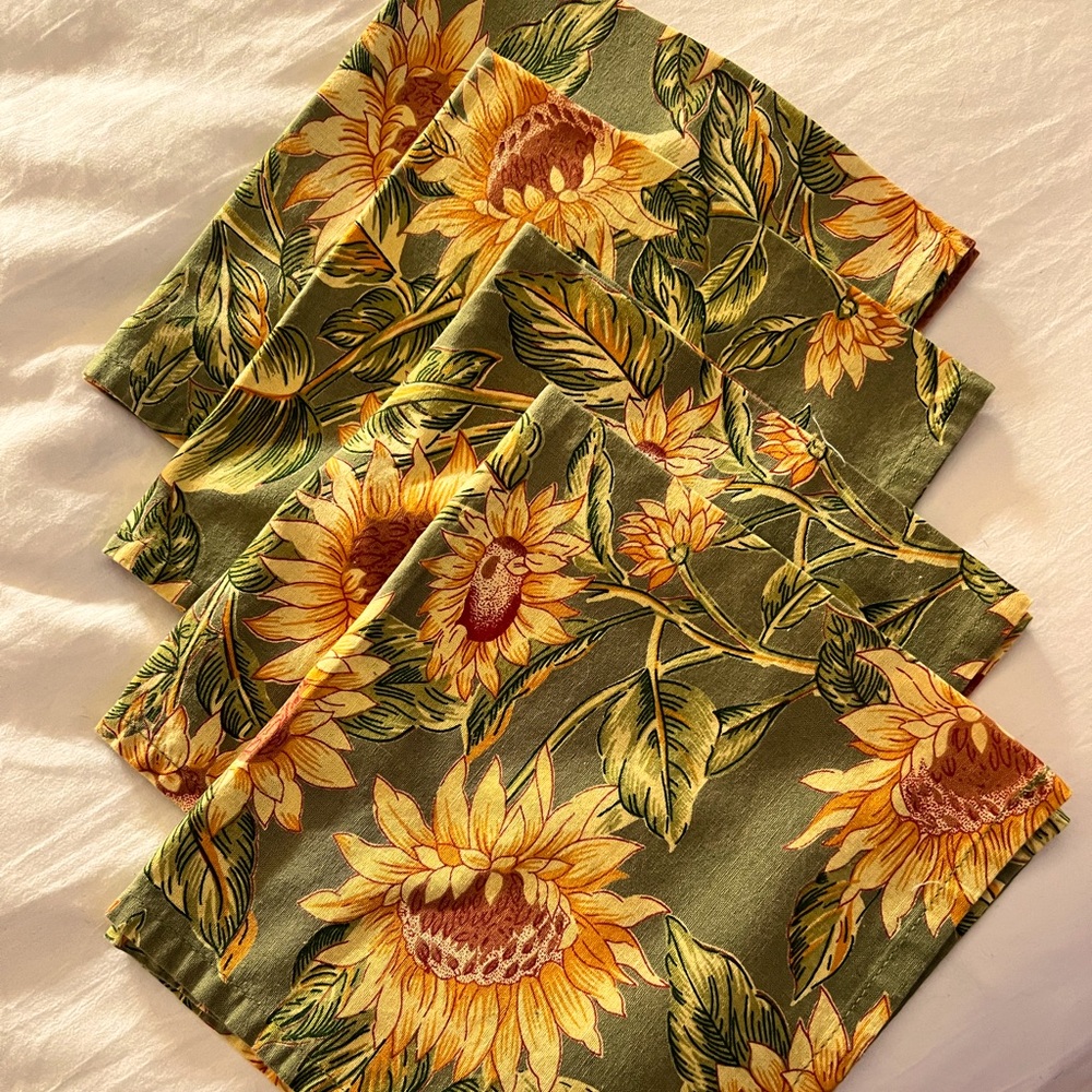 April Cornell Sunflower Cloth Napkins